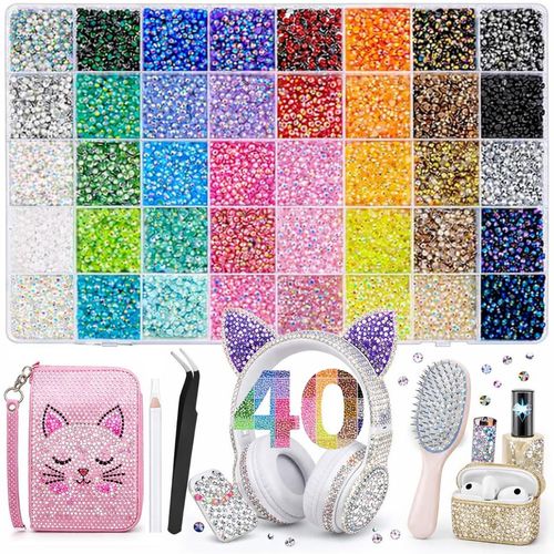 40 Colors with 32000Pcs Jelly Rhinestones synthetic beads With Kit for Bedazzling 3mm Multicolor synthetic beads Resin Flatback beads for Art Bedazzler Kit for Crafting Book Shoes Nail Art Glitter Decorative Nails Glam Pack Glitter