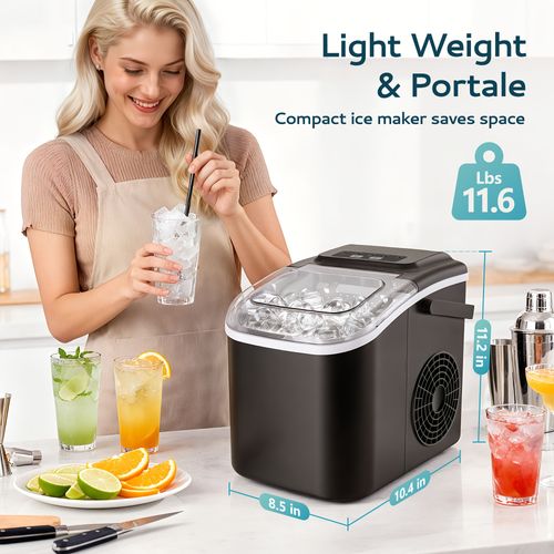 Portable Household Ice Maker Auto Clean Dual Ice Sizes Fast Ice Production Kitchen Camping Barbecue Use 9 Cubes In 8 Minutes