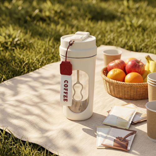 Portable wireless-charging multifunctional mini blender and coffee cup, capable of making various drinks such as milkshakes. Suitable for personal use, households, kitchens, offices and fitness scenarios