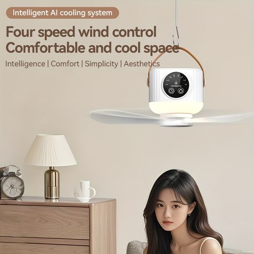 Portable Mini Hanging Fan Quiet Strong Airflow USB With Night Light Ideal For Dorm Camping Household Scenarios
