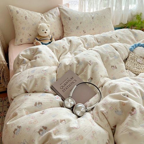 Skin Friendly Grade A 4 Piece Cotton Bedding Set Double Layer Gauze Mother Baby Safe 200x230