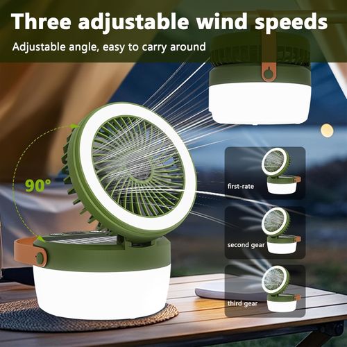 Portable 4 In 1 Camping Fan Usb C Rechargeable With Led Light Emergency Sos Mode For Outdoor Tent Rv And Power Outage Use