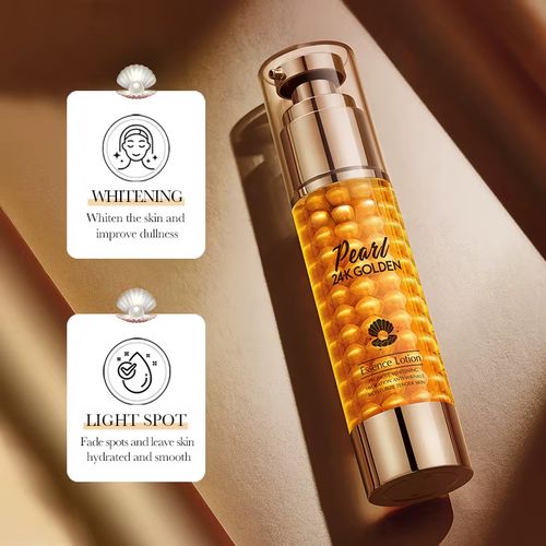 Loção facial hidratante com essência de colágeno e pérolas de ouro 24k, antirrugas, hidratante e clareadora.