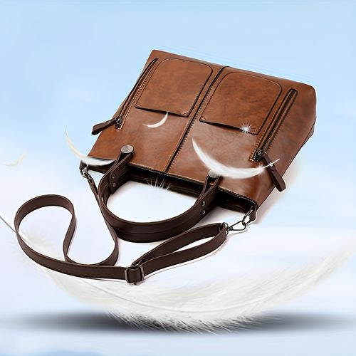 Bolsa Tote Retrô de Grande Capacidade Feminina