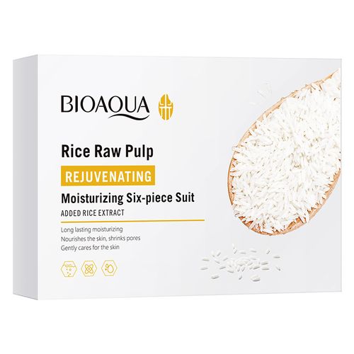 Kit de cuidados faciais hidratantes com purê de arroz orgânico de marca própria OEM, creme sérum, produtos naturais para a pele.