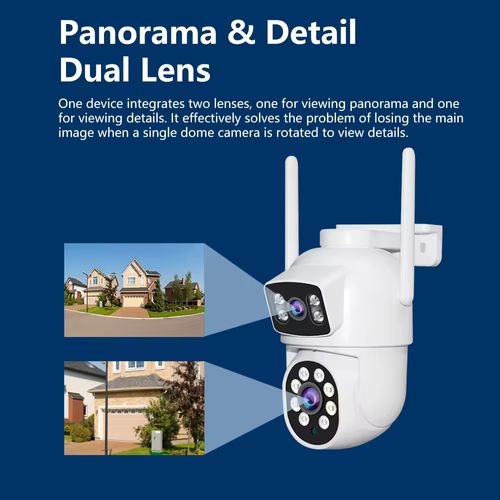 Câmara exterior WiFi PTZ AI de 4MP com lente dupla e monitorização de alarme de segurança