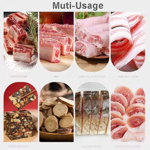 Fatiador manual de carne Cortador de ossos e carne  Utilização em cozinhas comerciais e domésticas: Adequado para fatiar diversos ingredientes, como carne seca, carne congelada, costelas, frango, peixe e alimentos cozinhados.