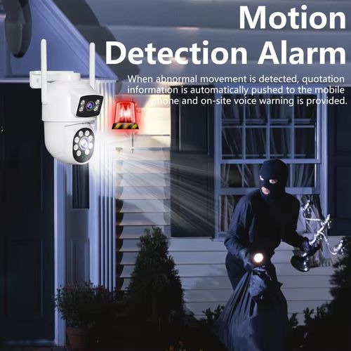Câmara exterior WiFi PTZ AI de 4MP com lente dupla e monitorização de alarme de segurança