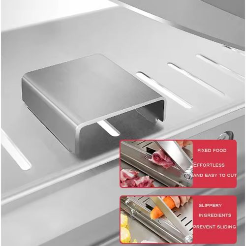 Fatiador manual de carne Cortador de ossos e carne  Utilização em cozinhas comerciais e domésticas: Adequado para fatiar diversos ingredientes, como carne seca, carne congelada, costelas, frango, peixe e alimentos cozinhados.