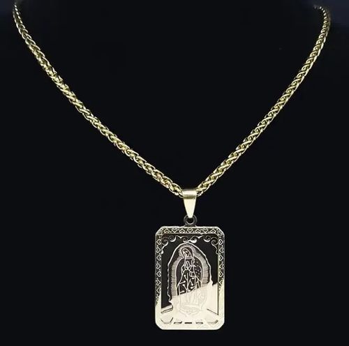 Vintage quadrado virgem maria oração colar colar (50% de desconto por tempo limit