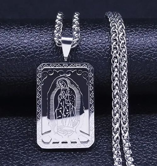 Vintage quadrado virgem maria oração colar colar (50% de desconto por tempo limit