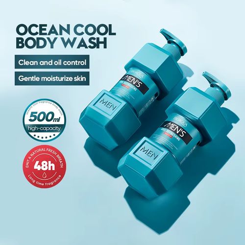 Oferta por tempo limitado: Compre um e leve outro gratis  Sabonete líquido corporal masculino SADOER Private Label com fragrância refrescante Oceans, para limpeza profunda, clareamento e hidratação da pele.