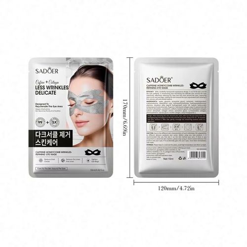 Máscara para Olhos SADOER Honeycomb em Gel para Cuidado dos Olhos com Cafeína, Polipeptídeos, Colágeno e Mel. Remove Olheiras, Antirrugas e Protege a Área dos Olhos durante o Sono.