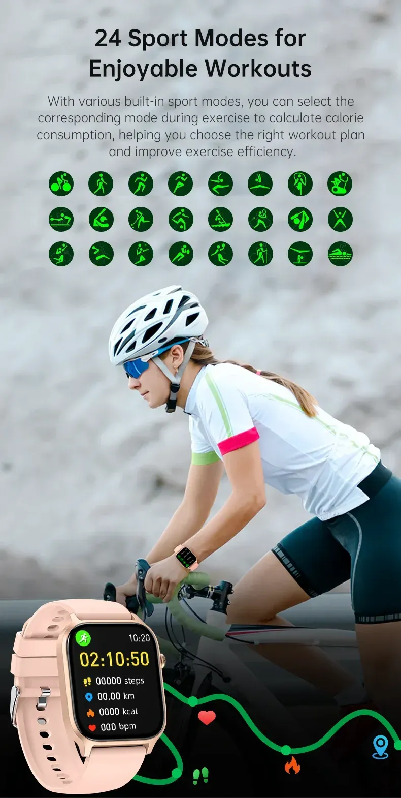 Waterproof smart phone esportes relógio de fitness