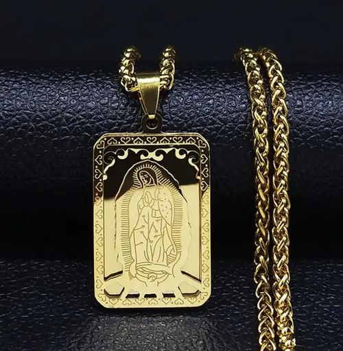 Vintage quadrado virgem maria oração colar colar (50% de desconto por tempo limit