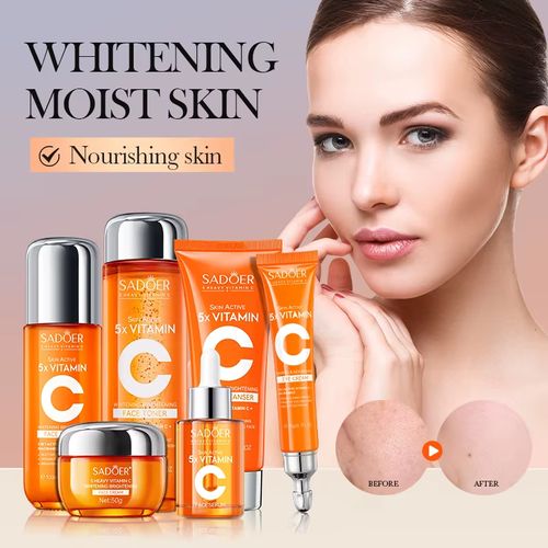 Oferta por tempo limitado: Compre um e leve outro gratis  Kit de Beleza Reparador Multiefeito SADOER OEM Private Label Coreano com Vitamina C para Clareamento e Iluminação da Pele