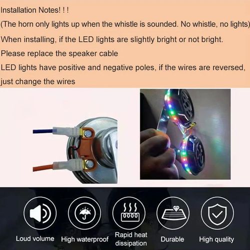 Kiemelt autós szerszámok✨Univerzális vízálló autós csiga duda színes fényekkel