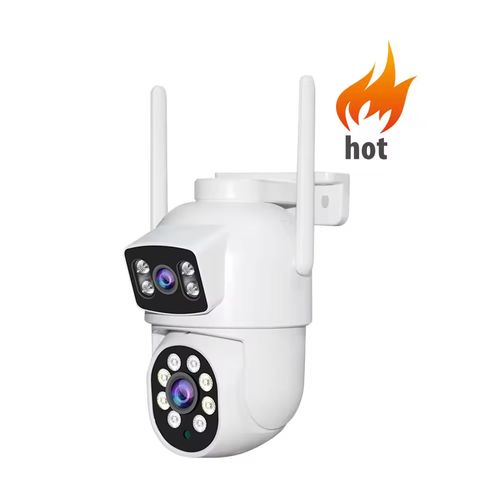 Câmara exterior WiFi PTZ AI de 4MP com lente dupla e monitorização de alarme de segurança