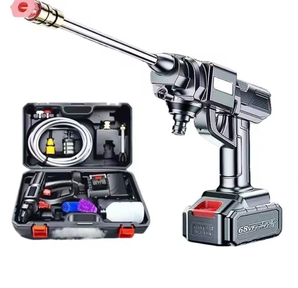 High-Power Lithium Battery Car Wash Water Gun, Pressurized Cleaning Portable Water Gun, High-Efficiency High-Pressure Car Wash