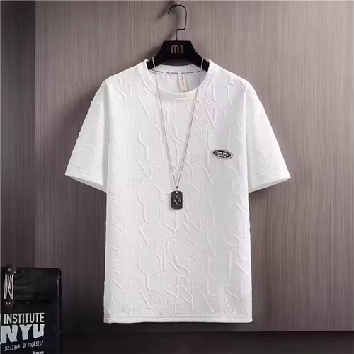 Summer Tshirt Shorts 2 Pieces Set White Tracksuit Mens 3d Letters Vintage Streetwear Creative Pattern Men Sets Short Outfits （Size XL）