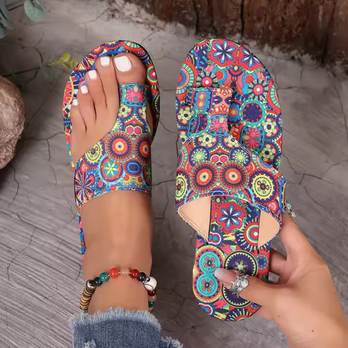 Summer new breathable printed slip-on Roman style sandals, EU: 37