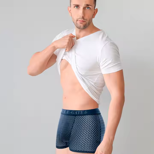 Men's Boxer Briefs, Ice Silk Mesh, Color: Black, Size: XL