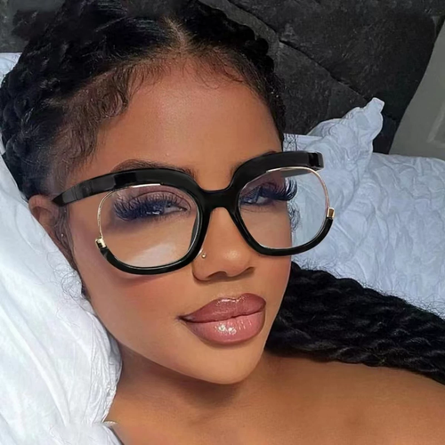 Large frame fashionable blue light blocking ladies plain glasses