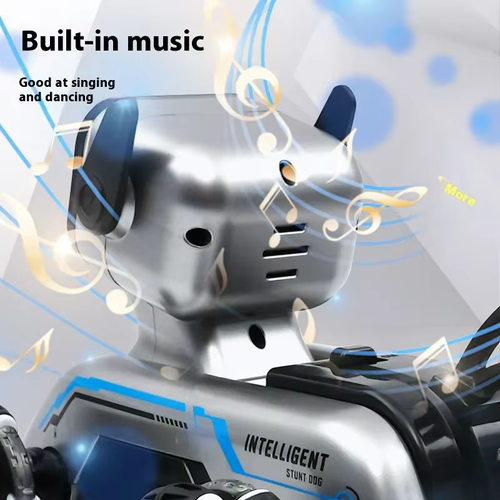 2025 New Outdoor RC Stunt Car Toy Dog Model with Light-Up Effect and Music Includes Remote Controller Charger USB Cable