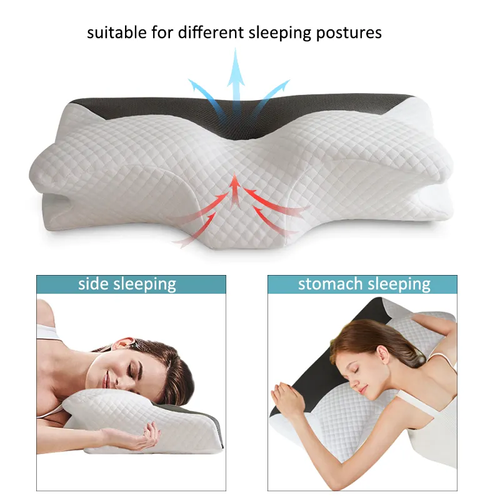 Super 3D Ergonomic Orthopedic Zero Pressure Cervical Memory Foam Pillow for Sleeping Orthopedic