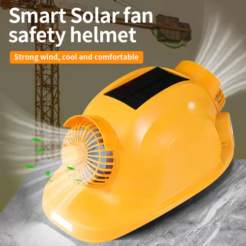 High Quality Solar Fan Hard Hat With LED Lights Construction Summer Outdoor Fan Red Safety Helmet