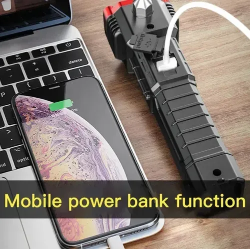 Multi-Function LED Flashlight with Phone Charger, Glass Breaker and Waterproof for Car