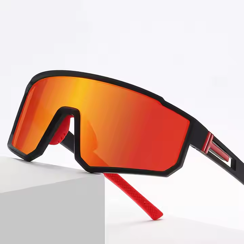 Hot sale in 2025 Fashion one-piece polarized red mirror refractive outdoor cycling sports sunglasses for men
