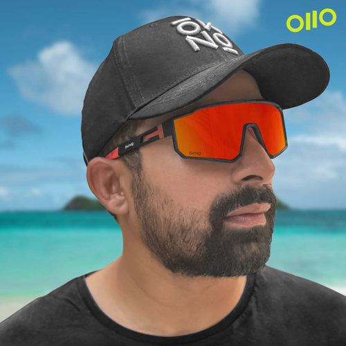 Hot sale in 2025 Fashion one-piece polarized red mirror refractive outdoor cycling sports sunglasses for men