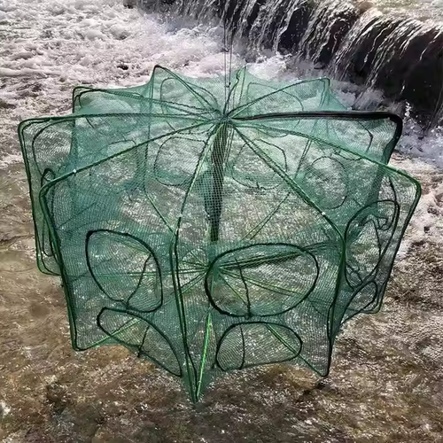 High Quality 16 Hole Polygonal Shrimp Cage Folding Fish Lobster Shrimp Farming Trapper