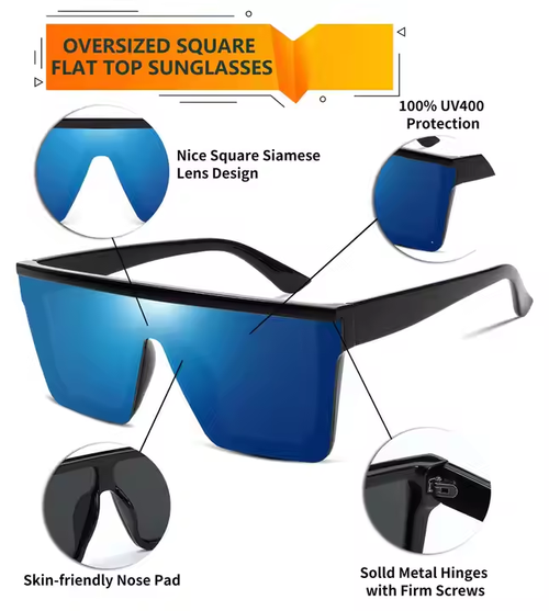 Brand New Custom Made Logo Trendy Polarized PC Uv400 Protection Sunglasses Sun Glasses 2025