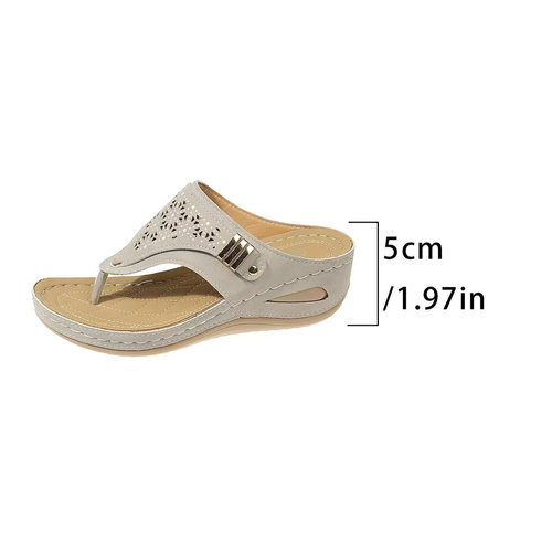 Summer new round-toe thick-soled fashionable hollow-out herringbone sandals for women, EUR:37