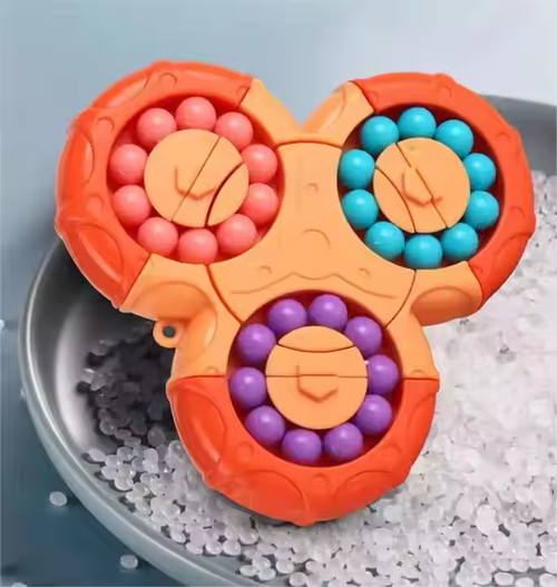 Double-sided ball three-ring magic beans six-sided rotating interchangeable fidget spinner educational squeeze toy