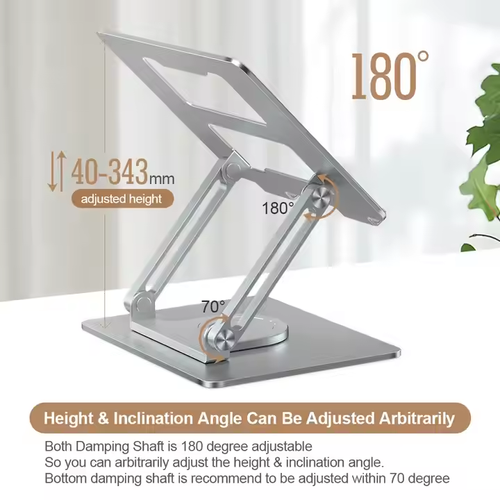 Ergonomic Adjustable Height Angles for Collaborative Work Compute Laptop Stand 360 Rotating Foldable Riser for Desk