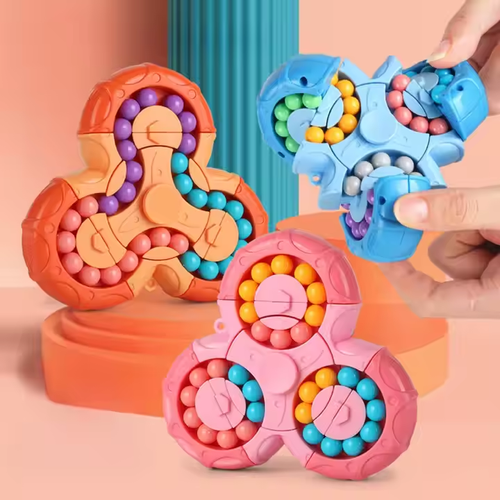 Double-sided ball three-ring magic beans six-sided rotating interchangeable fidget spinner educational squeeze toy