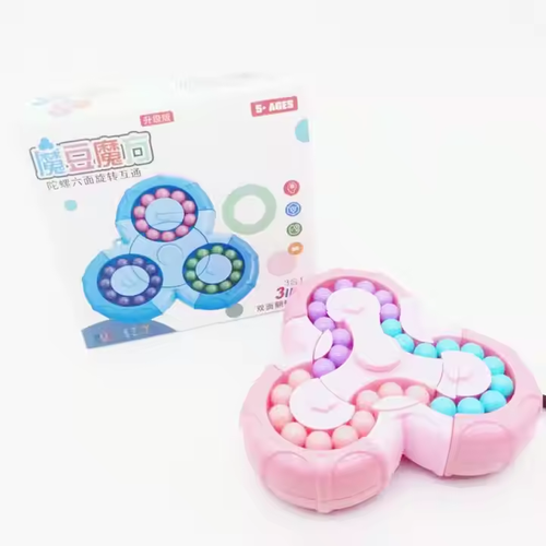 Double-sided ball three-ring magic beans six-sided rotating interchangeable fidget spinner educational squeeze toy