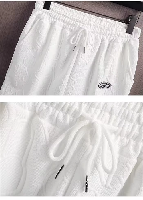 Summer Tshirt Shorts 2 Pieces Set White Tracksuit Mens 3d Letters Vintage Streetwear Creative Pattern Men Sets Short Outfits （Size XL）