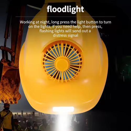 High Quality Solar Fan Hard Hat With LED Lights Construction Summer Outdoor Fan Red Safety Helmet
