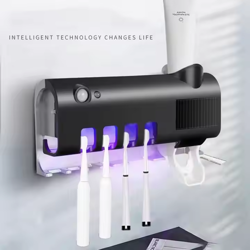 Automatic Ultraviolet Toothbrush Sterilizer Sensor Technology Punch-Free Installation Plastic Toothpaste Squeezer Sanitizing