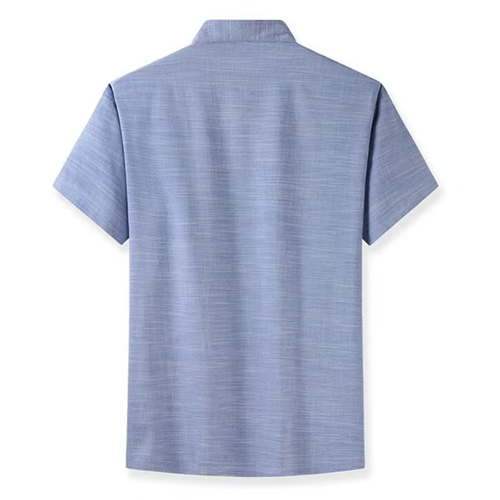 Men's Short Sleeve Shirt  Loose Casual Traditional Kung Fu Male Shirt  (Color: Black Size: L)