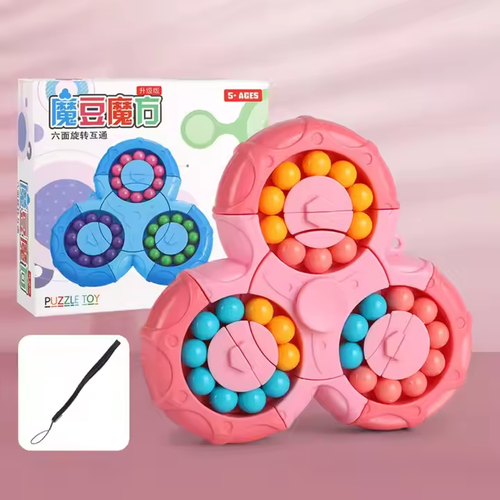 Double-sided ball three-ring magic beans six-sided rotating interchangeable fidget spinner educational squeeze toy