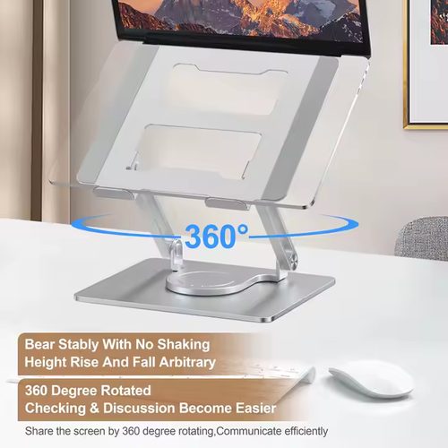 Ergonomic Adjustable Height Angles for Collaborative Work Compute Laptop Stand 360 Rotating Foldable Riser for Desk