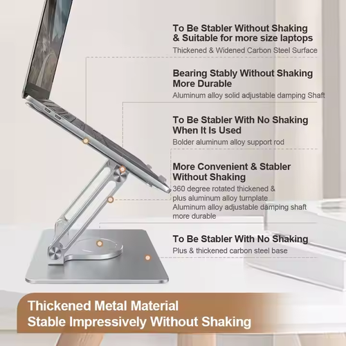 Ergonomic Adjustable Height Angles for Collaborative Work Compute Laptop Stand 360 Rotating Foldable Riser for Desk