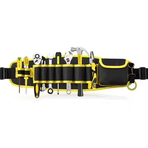 Thickened Waterproof and Wear-resistant Tool Kit Canvas Electrician Bumbag Portable Storage Maintenance Multifunctional Tool Bag（Tools not included Red）