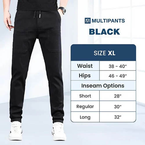 🔥2025 HOT SALE  – High Stretch Multi-pocket Durable Cargo Pants Black (size XL)