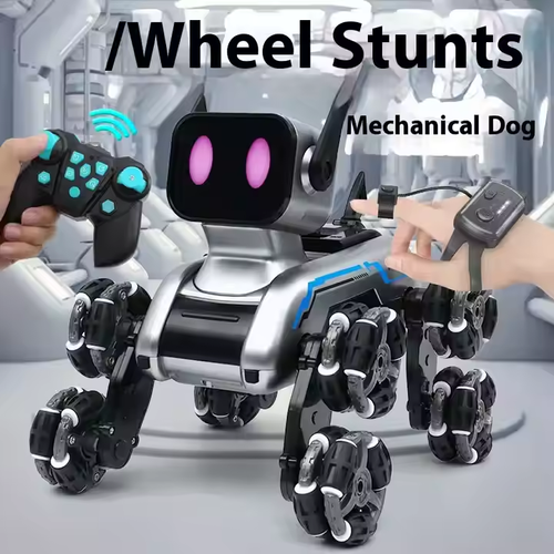 2025 New Outdoor RC Stunt Car Toy Dog Model with Light-Up Effect and Music Includes Remote Controller Charger USB Cable